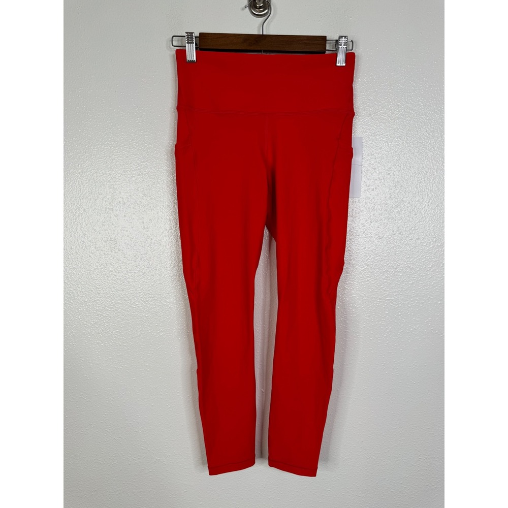 Athleta Interval Stash 7/8 Tight Red High Rise Leggings Pockets S NEW